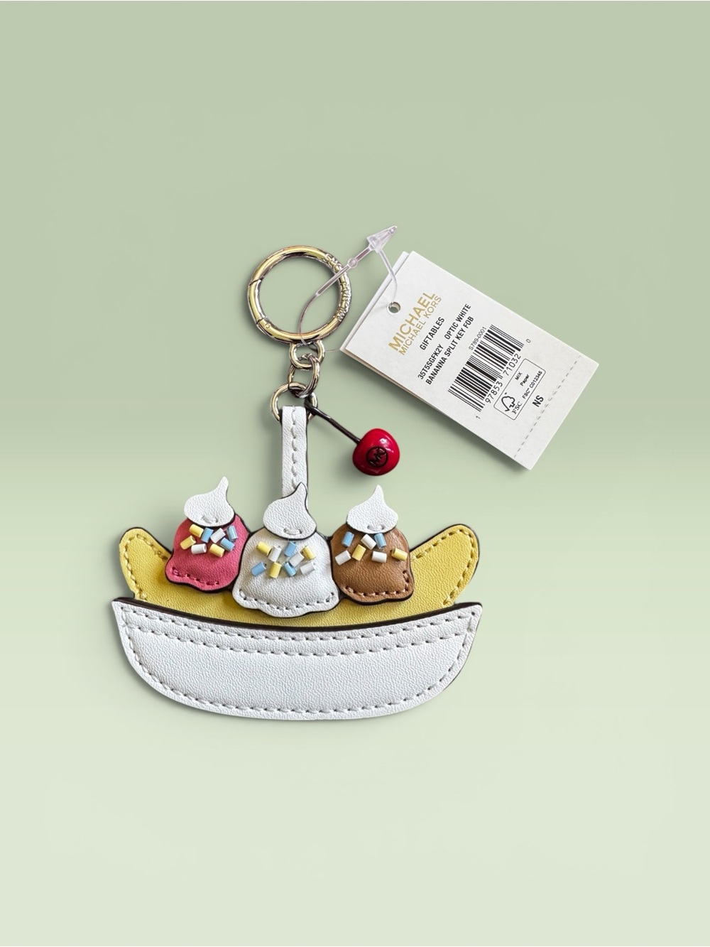 Michael Kors Multicolor Banana Split Leather Keychain with Cherry Charm - Picture 1 of 2